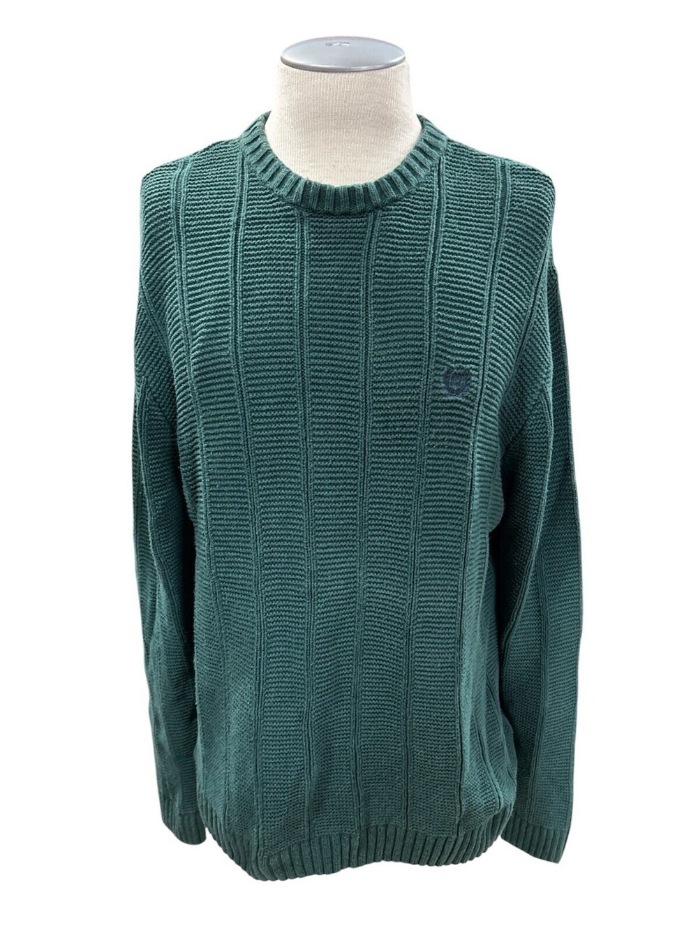 CHAPS Vintage Mens Rib Knit Sweater XL Green Long Sleeve Pullover